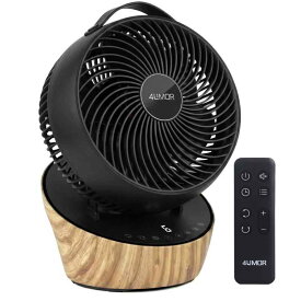 4UMOR サーキュレーター DCモーター 扇風機 静音 20畳 冷房 パワフル リモコン付き 12段階風量 首振り タイマー 省エネ (ブラック)
