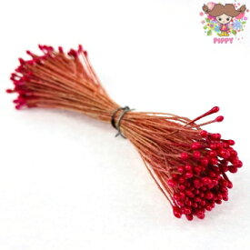 日本製 フラワーペップ 極小パールペップ レッド 赤 約0.8mm 約144本花芯 手作り ハンドメイド 花 造花 花資材 おしべ めしべ つまみ細工