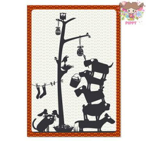 cats on appletrees ポストカード☆Ostern☆イースター ねこ 猫 いぬ イヌ 鳥 グリーティングカード 二つ折りポストカード 北欧 おしゃれ かわいい 動物