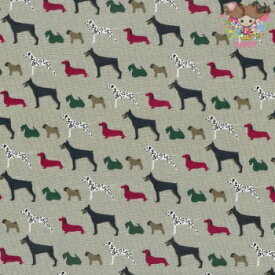 【最低30cmから10cm単位 切り売り】Westfalenstoffe ☆Trondheim☆犬 ダルメシア ダックスフント ベージュウエストファーレンストッフ コットン100％布 生地 ハンドメイド（価格は10cmあたりの単価です）【2mまでメール便発送可】