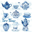 ★Ambiente ペーパーナプキン☆ Tea Moments Blue ☆（1枚/バラ売り）ティーカップ ティーポット 茶器 ブルー 陶磁器 …