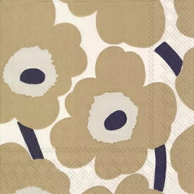 ★marimekko マリメッコ 可愛い ペーパーナプキン デコパージュ カルトナージュ☆UNIKKO cream linen ウニッコ クリームリネン　花柄☆ （1枚/バラ売り）