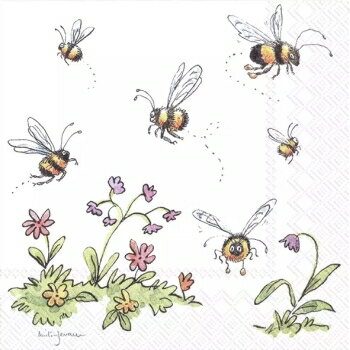 楽天市場 ドイツ Ihr 可愛い ペーパーナプキン デコパージュ Anita Jeram かわいいミツバチ フラワー Honey Bear 1枚 バラ売り W25cm L25cm ｐｉｐｐｙ ２号店