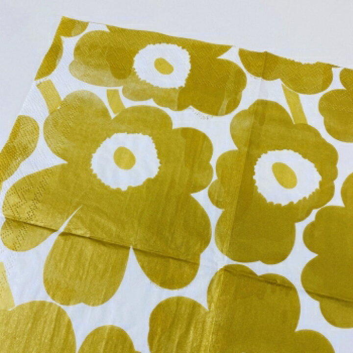 楽天市場 Marimekko マリメッコ 可愛い ペーパーナプキン デコパージュ Unikko White Gold ウニッコ 花柄 ゴールド １枚 バラ売り ｐｉｐｐｙ ２号店