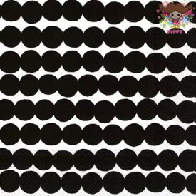 marimekko マリメッコペーパーナプキン ☆R?SYMATTO black☆（1枚/バラ売り）ドット 黒 ブラック ラッシイマット 北欧 デコパージュ カルトナージュ 可愛い お洒落 華やか 素敵