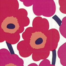 marimekko マリメッコ ペーパーナプキン☆UNIKKO red☆（1枚/バラ売り）ウニッコ　レッド 赤 ケシの花 花柄 デコパージュ