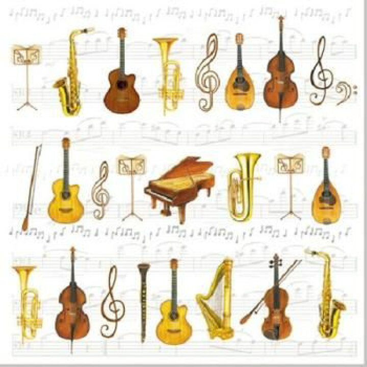 楽天市場 オランダ Ambiente 素敵な ペーパーナプキン デコパージュ オーケストラ 楽器 Orchestra 1枚 バラ売り ｐｉｐｐｙ ２号店