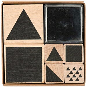 RICO DESIGN スタンプ6個入りセット☆四角 三角 図形(STAMP SET GEOMETRIC, SQUARE)☆【宅配便のみ発送可】木製 プレゼント クラフト 雑貨 保育園 幼稚園 子供