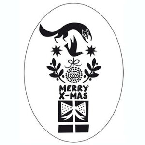 RICO DESIGN 楕円形(オーバル)スタンプ☆クリスマスの夜(Stamp Merry X-mas fox oval)☆木製 プレゼント クラフト 雑貨【宅配便のみ発送可】