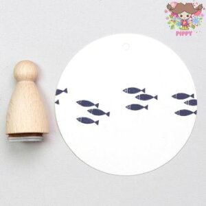 Perlenfischer可愛いコーン型スタンプ(L)☆三匹の魚 フィッシュ 海☆木製 コーン型 プレゼント クラフト 雑貨 保育園・幼稚園・先生【メール便発送可】