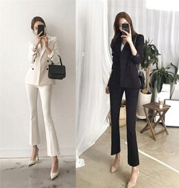 フォーマル スーツ レディース パンツスーツ リクルート スーツ 秋新作 OL コート セットアップ オフィス 入学式 卒業式 洗える ノーカラー ジャケット パンツ 2点セット 通勤 送料無料!