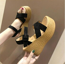 ウェッジソール サンダル 美脚 厚底 ストラップ ベルトサンダル レディース 靴 歩きやすい 通勤用 仕事 おしゃれ 人気 ファッション 送料無料 無地 疲れない