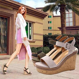 ウェッジソール サンダル 美脚 厚底 ストラップ ベルトサンダル レディース 靴 歩きやすい 通勤用 仕事 おしゃれ 人気 ファッション 無地 疲れない 送料無料