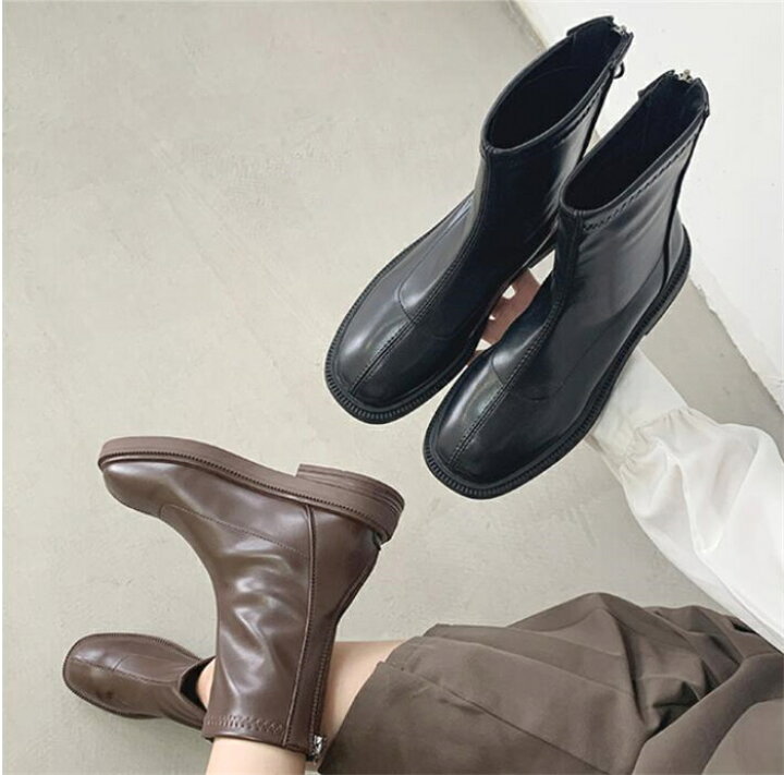 楽天市場 送料無料 ショートブーツ レディース スクエアトゥ ブーツ ストレッチブーツ おしゃれ 靴 柔らかい ローヒール シューズ 秋冬 可愛い 美脚 痛くない 通勤用 シンプル ピリカ東京本店