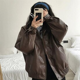 ライダース ジャケット レディース 秋冬アウター 革ジャン コート PU レザー ブルゾン ジャケット 大人 秋服 合皮 フェイク スエード 大人気 ゆったり おしゃれ 大人 カジュアル