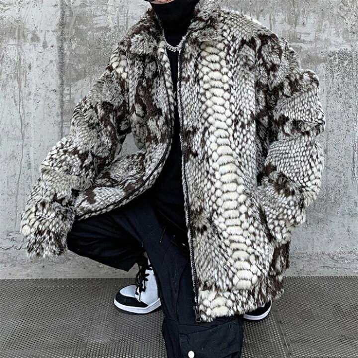 楽天市場】ファージャケット パイソン柄 メンズ ボア アウター 厚手