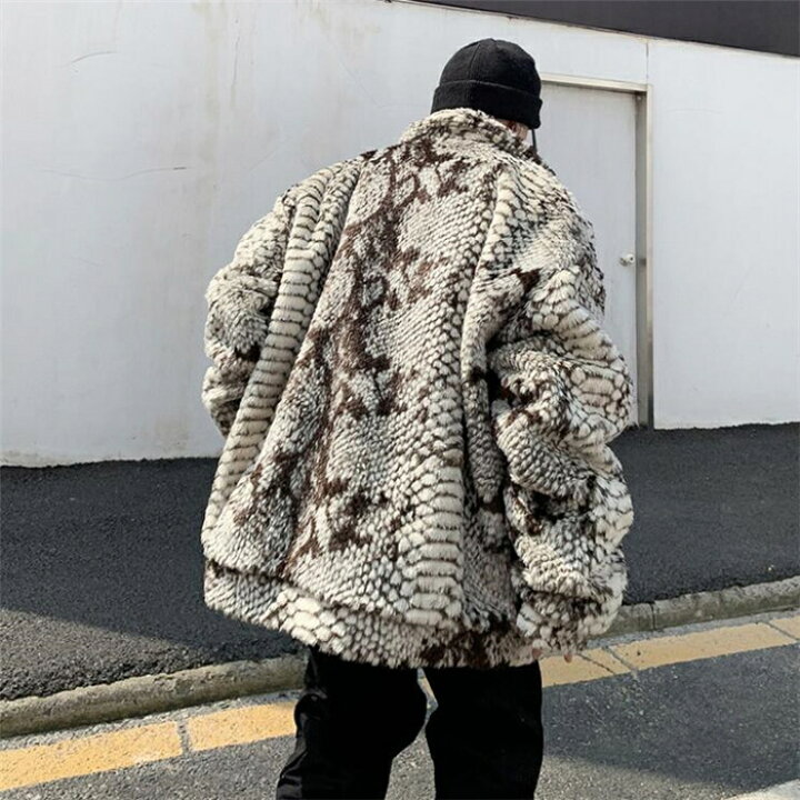 楽天市場】ファージャケット パイソン柄 メンズ ボア アウター 厚手