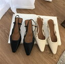 ミュール サンダル レディース ポインテッドトゥ パンプス フォーマル バックストラップ サンダル ミドルヒール おし…