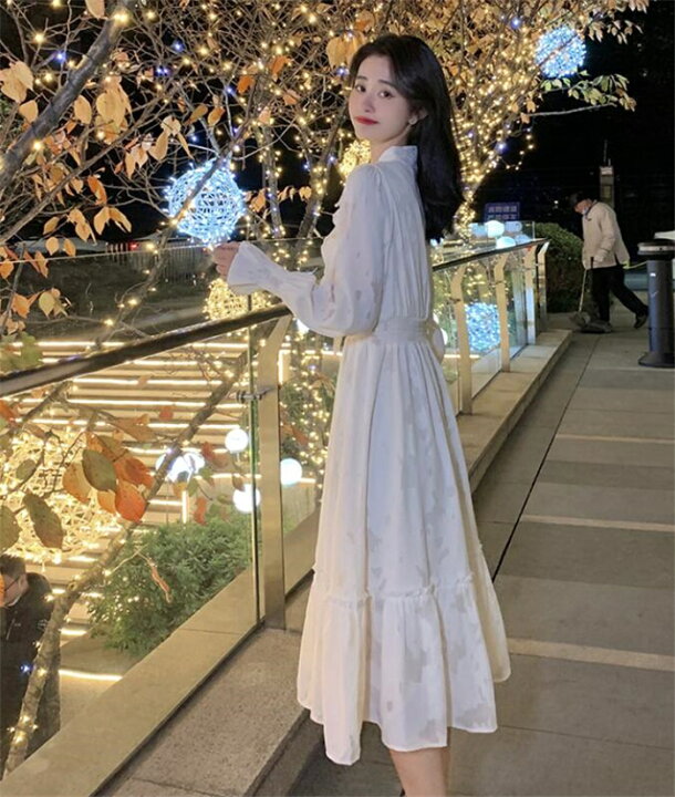 楽天市場】ロングワンピース レディース 長袖 ワンピ ドロップ 