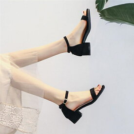 サンダル レディース チャンキーヒール ストラップサンダル 太ヒール スクエアトゥ 靴 歩きやすい サンダル カジュアル きれいめ おしゃれ 夏靴 エレガント 通勤用 仕事 ブラック