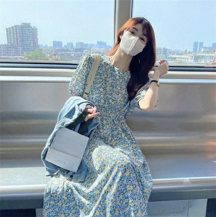 ワンピース レディース 花柄 フレア ロング ワンピース 半袖 リゾート ワンピ サマードレス マキシ丈 シフォン Aライン カジュアル おしゃれ シンプル 体型カバー お洒落 可愛い 送料無料 ピリカ東京本店