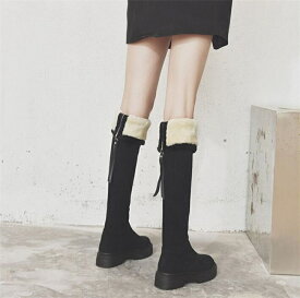 裏起毛 ロング ブーツ レディース ジョッキーブーツ ぺたんこ ロングブーツ 太ヒール ブーツ ゆったり おすすめ 疲れない おしゃれ 秋冬靴 フラットシューズ 長靴 ブラック 美脚 送料無料
