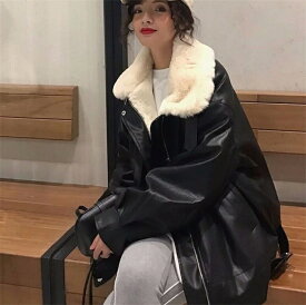 厚手 ライダース ジャケット レディース ムートン ジャケット 秋冬 アウター もこもこ ショット丈 モッズコート カジュアル ゆったり おしゃれ 革ジャン コート PU レザー ブルゾン ジャケット 無地 防寒 暖かい 体型カバー フォーマル