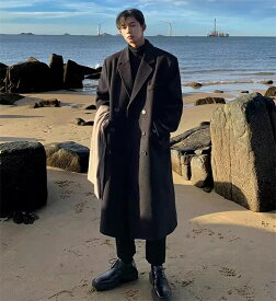 メンズ チェスターコート ビジネス ロングコート ダブル アウター 服 カジュアル おしゃれ 通勤 紳士服 暖かい 厚手 秋冬 ジャケット スリム ストレッチ オフィス 細身 二次会