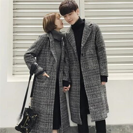 チェック柄 チェスターコート ペアルック ロング 長袖 ジャケット男女兼用 防寒 ロングコート レディース メンズ おしゃれ アウター カップル トレンチコート ゆったり 上品 きれいめ お誕生日 結婚式 記念日 お揃い プレゼント