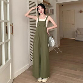 サロペット パンツ オーバーオール ボトムス レディース オールインワン ワイド サロペット ストレッチ ゆったり 体型カバー 可愛い 綺麗め カジュアル 夏新作 大人可愛い オシャレ送料無料！