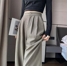 ワイドパンツ レディース ストレート ボトムス ハイウェスト ロングパンツ ゆったり 脚長シルエット ボトムス 美脚 通気性 快適 ストレッチ ガウチョパンツ 体型カバー シフォン リゾート サマー 送料無料!