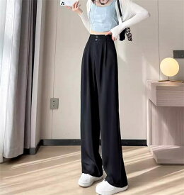 ワイドパンツ レディース ストレート ボトムス ハイウェスト ロングパンツ ゆったり 脚長シルエット ボトムス 美脚 通気性 快適 ストレッチ ガウチョパンツ 体型カバー シフォン リゾート サマー 送料無料!