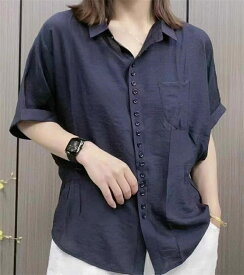 シニアファッション チュニックブラウス レディース Vネック 無地 半袖 シャツ カジュアル おしゃれ 体型カバー きれいめ 春夏 トップス カジュアル 40代 50代 60代 70代 80代 誕生日 母の日 敬老の日 プレゼント