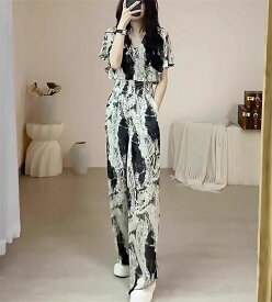 オールインワン パンツ レディース サロペット ロング ワイド パンツ 夏 ゆったり きれいめ 半袖 ワンピース シンプル おしゃれ 人気 旅行 水遊び 海 旅行 カジュアル リゾート