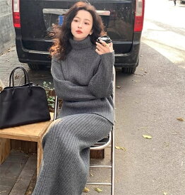 ニットセットアップ レディース 長袖 セーター ニット スカート 上下セット ゆったり きれいめ ニット 通勤 カジュアル ゆったり 暖かい お洒落 無地 体型カバー フォーマル 上品 冬服 大人カジュアル お出かけ