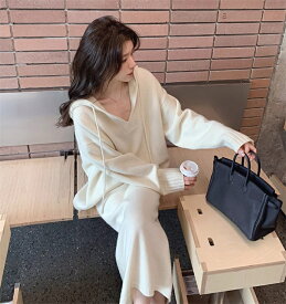 ニットセットアップ レディース 長袖 セーター ニット スカート 上下セット ゆったり きれいめ ニット 通勤 カジュアル ゆったり 暖かい お洒落 無地 体型カバー フォーマル 上品 冬服 大人カジュアル お出かけ