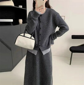 ニットセットアップ レディース 長袖 セーター ニット スカート 上下セット ゆったり きれいめ ニット 通勤 カジュアル ゆったり 暖かい お洒落 無地 体型カバー フォーマル 上品 冬服 大人カジュアル お出かけ