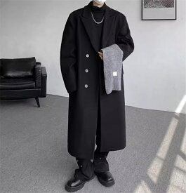 メンズ チェスターコート ビジネス ロングコート ダブル アウター 服 カジュアル おしゃれ 通勤 紳士服 厚手 暖かい 秋冬 ジャケット スリム ストレッチ オフィス 細身 二次会