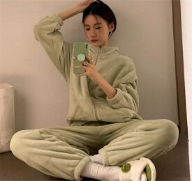 ルームウェア レディース 上下セット もこもこ パジャマ 長袖 ボア ナイトウェア 部屋着 可愛い ふわふわ 女性 冬 肌触り パジャマ 裏起毛 前開きあったか パジャマ 暖かい 大人気 プレゼント 2点セット