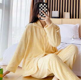 ルームウェア レディース 上下セット もこもこ パジャマ 長袖 ボア ナイトウェア 部屋着 可愛い ふわふわ 女性 冬 肌触り パジャマ 裏起毛 前開きあったか パジャマ 暖かい 大人気 プレゼント 2点セット