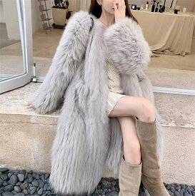 ファーコート レディース 毛皮コート ロング フェイクファージャケット 厚手 防寒 もこもこ ロング丈 アウター カジュアル おしゃれ ふわふわジャンパー 暖かい 秋冬 ゆったり 体型カバー