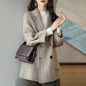 チェスターコート レディース ショット アウター 秋冬 長袖 ジャケット ゆったりトレンチコート 上品 オフィス 通勤 カジュアル おしゃれ きれいめ 無地 暖かい 大人気 シンプル 体型カバー