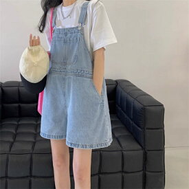 オーバーオール ショートパンツ サロペット パンツ レディース オールインワン ポケット付き ショット丈 ボトムス 綿 コットン 柔らかい 体型カバー 可愛い 綺麗め カジュアル 大人オシャレ ゆったり お洒落