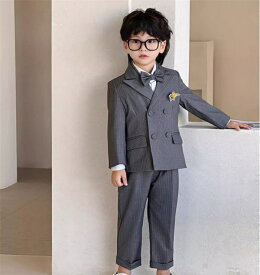子供スーツ 男の子 スーツ 4点セット 子供 フォーマル ジャケット+ベスト+ズボン＋蝶ネクタイ セット 通年 ピアノ発表会 キッズ 紳士服 子供服フォーマルスーツ 入学式 入園式 卒業式 七五三