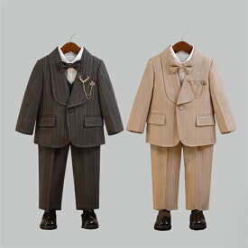 子供スーツ 男の子 スーツ 4点セット 子供 フォーマル ジャケット+ベスト+ズボン＋蝶ネクタイ セット 通年 ピアノ発表会 キッズ 紳士服 子供服フォーマルスーツ 入学式 入園式 卒業式 七五三