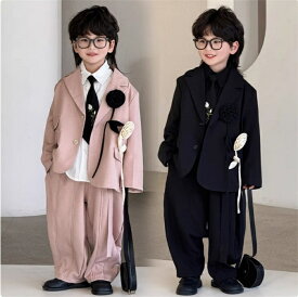 子供スーツ 男の子 スーツ 3点セット 子供 フォーマル ジャケット+ズボン＋ネクタイ セット 通年 ピアノ発表会 キッズ 紳士服 子供服フォーマルスーツ 入学式 入園式 卒業式 七五三