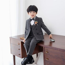 子供スーツ 男の子 スーツ 4点セット 子供 フォーマル ジャケット+ベスト+ズボン＋蝶ネクタイ セット 通年 ピアノ発表会 キッズ 紳士服 子供服フォーマルスーツ 入学式 入園式 卒業式 七五三