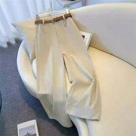 ワイドパンツ レディース ストレート ボトムス ハイウェスト ロングパンツ ゆったり 脚長 シルエット ボトムス 美脚 通気性 快適 ストレッチ ガウチョパンツ 体型カバー シフォン リゾート サマー 送料無料!