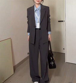 フォーマル スーツ レディース パンツスーツ リクルート スーツ ビジネススーツ セレモニースーツ OL コート セットアップ オフィス ノーカラー ジャケット パンツ フェミニン 2点セット スーツ 通勤 入学式 卒業式 セレモニー
