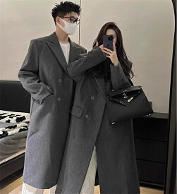 チェスターコート ペアルック ロング 長袖 ジャケット男女兼用 防寒 ロングコート おしゃれ レディース メンズ おしゃれ アウター カップル トレンチコート ゆったり 上品 きれいめ お誕生日 結婚式 記念日 お揃い プレゼント